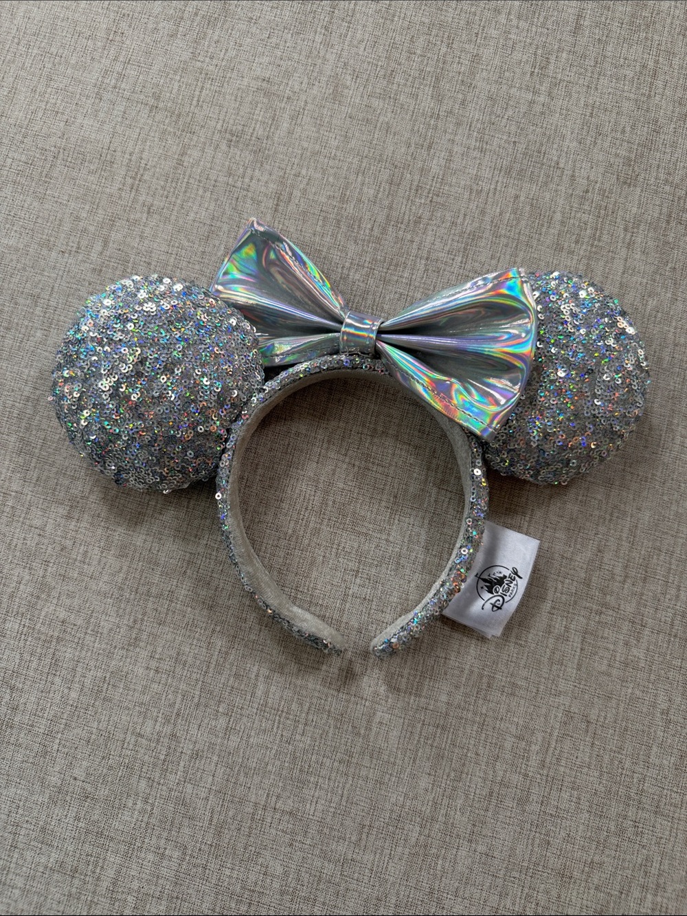 Disney Parks Minnie Magic Mirror Metallic Silver Sequin Sparkle Headband